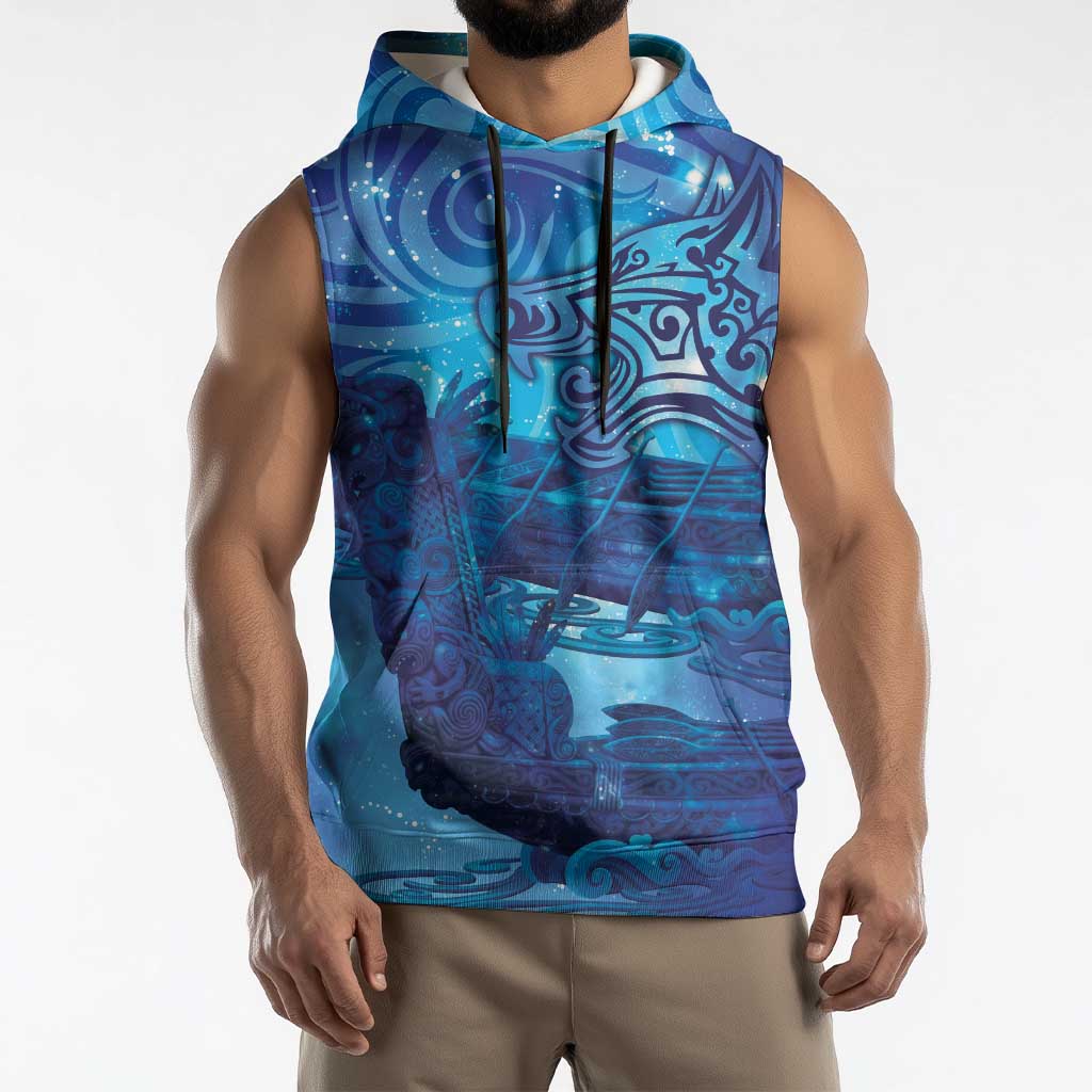 Kuri New Zealand Matariki Sleeveless Hoodie Aotearoa Dog Waka Maori New Year Galaxy Vibes