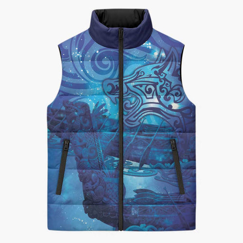Kuri New Zealand Matariki Sleeveless Puffer Jacket Aotearoa Dog Waka Maori New Year Galaxy Vibes