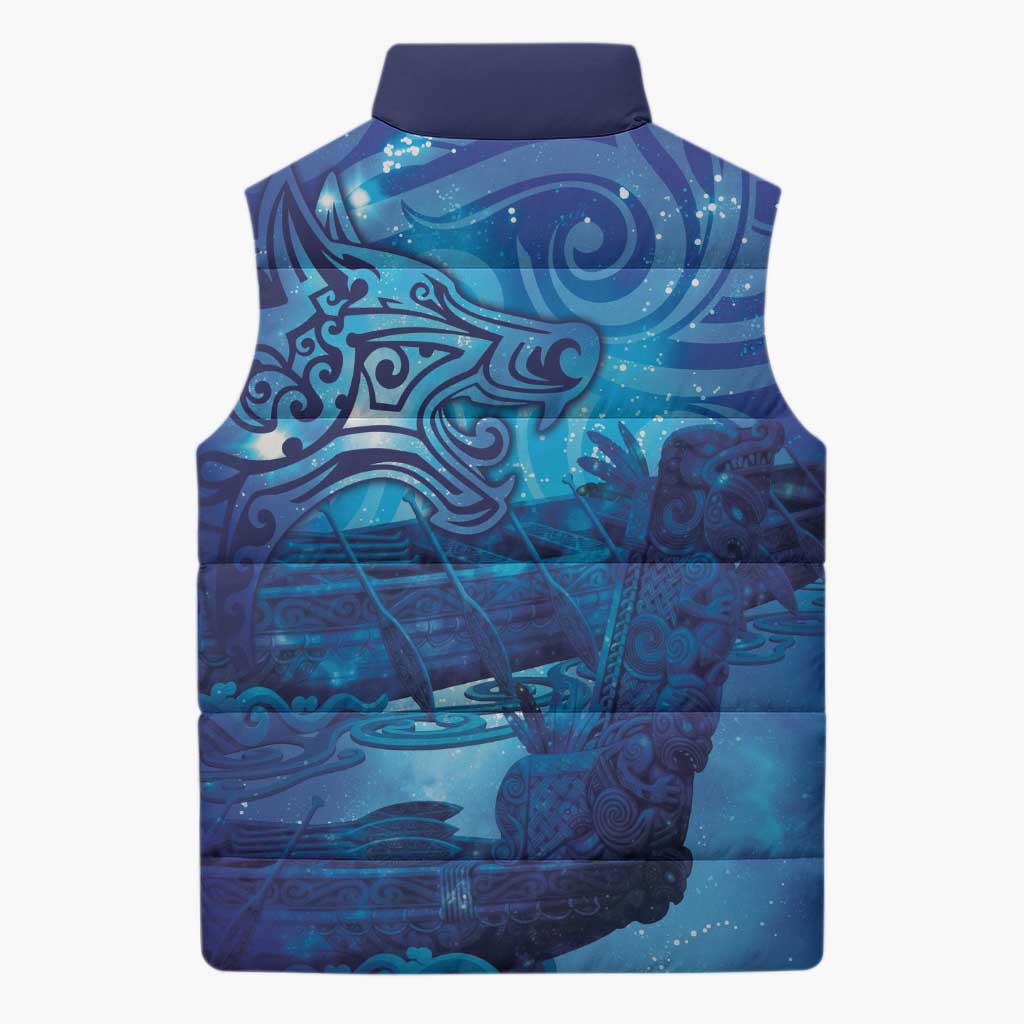Kuri New Zealand Matariki Sleeveless Puffer Jacket Aotearoa Dog Waka Maori New Year Galaxy Vibes
