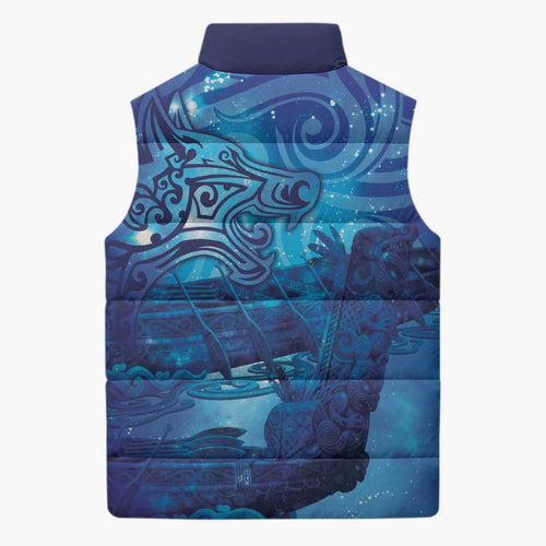 Kuri New Zealand Matariki Sleeveless Puffer Jacket Aotearoa Dog Waka Maori New Year Galaxy Vibes