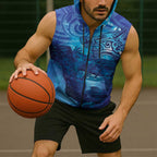 Kuri New Zealand Matariki Sleeveless Zip Hoodie Aotearoa Dog Waka Maori New Year Galaxy Vibes