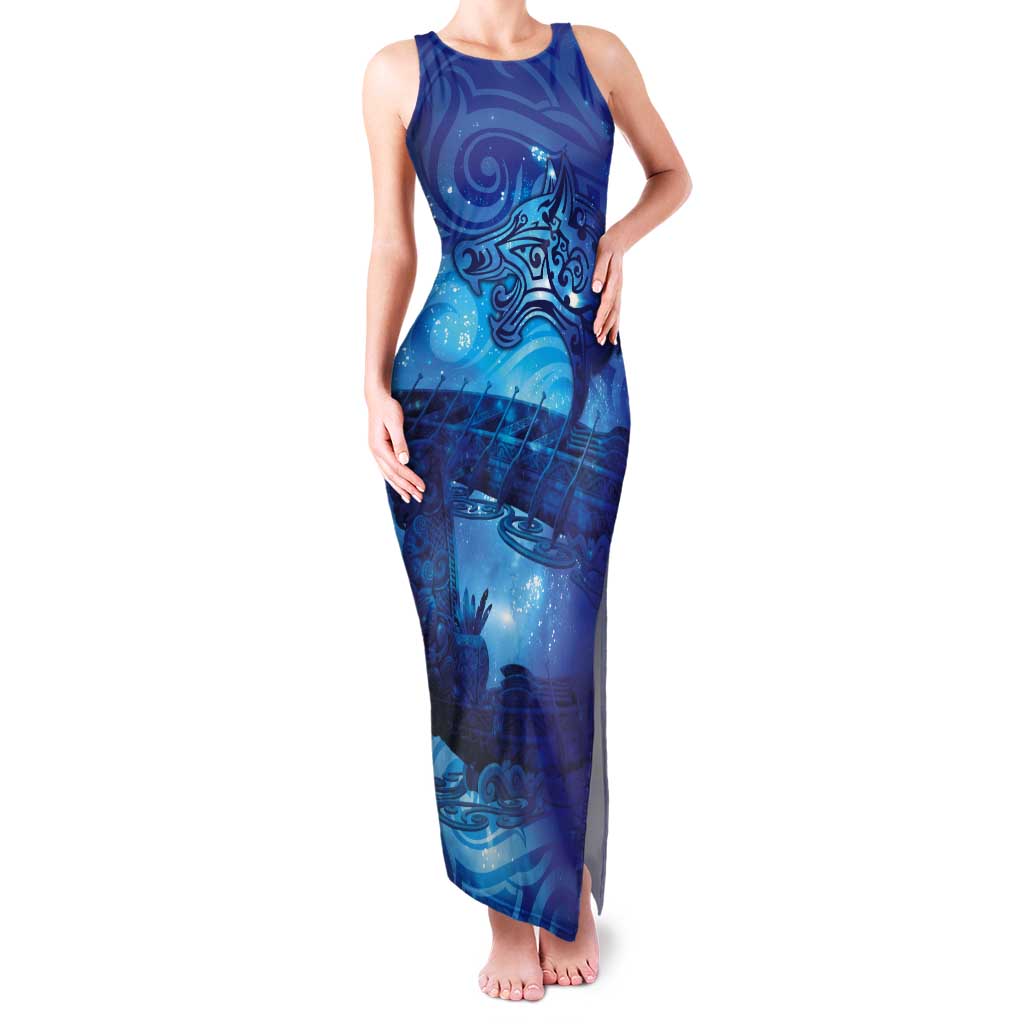 Kuri New Zealand Matariki Tank Maxi Dress Aotearoa Dog Waka Maori New Year Galaxy Vibes