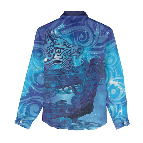 Kuri New Zealand Matariki Women Casual Shirt Aotearoa Dog Waka Maori New Year Galaxy Vibes