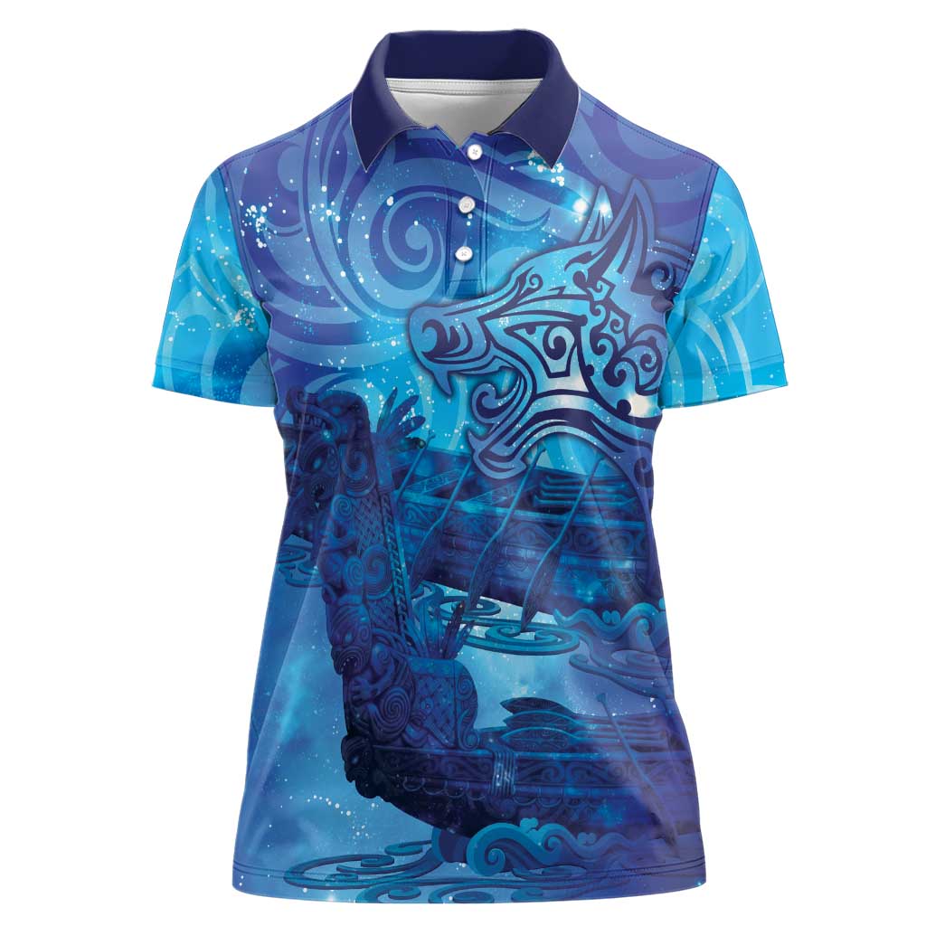Kuri New Zealand Matariki Women Polo Shirt Aotearoa Dog Waka Maori New Year Galaxy Vibes