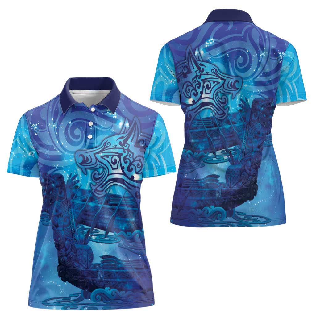 Kuri New Zealand Matariki Women Polo Shirt Aotearoa Dog Waka Maori New Year Galaxy Vibes