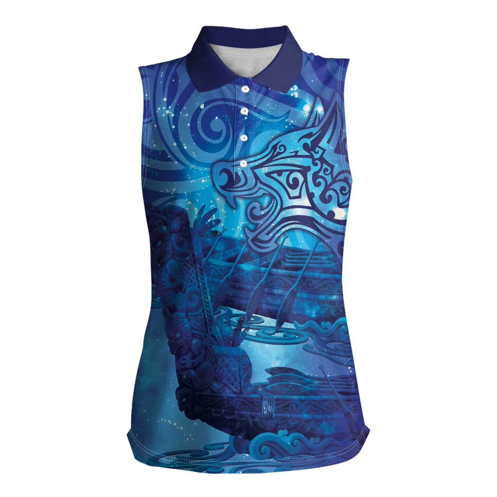Kuri New Zealand Matariki Women Sleeveless Polo Shirt Aotearoa Dog Waka Maori New Year Galaxy Vibes