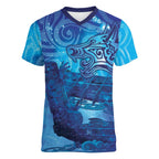 Kuri New Zealand Matariki Women V-Neck T-Shirt Aotearoa Dog Waka Maori New Year Galaxy Vibes
