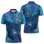 Kuri New Zealand Matariki Zipper Polo Shirt Aotearoa Dog Waka Maori New Year Galaxy Vibes