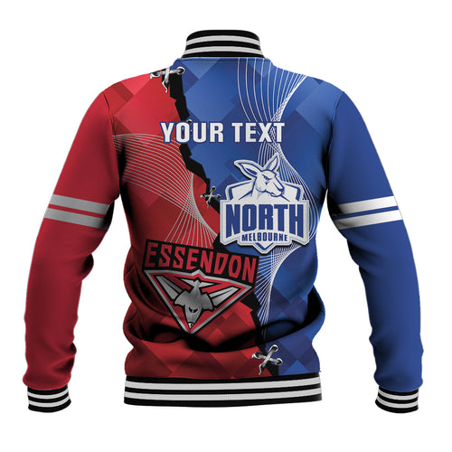 Personalised Kangaroos And Bombers Football Baseball Jacket Sporty Version