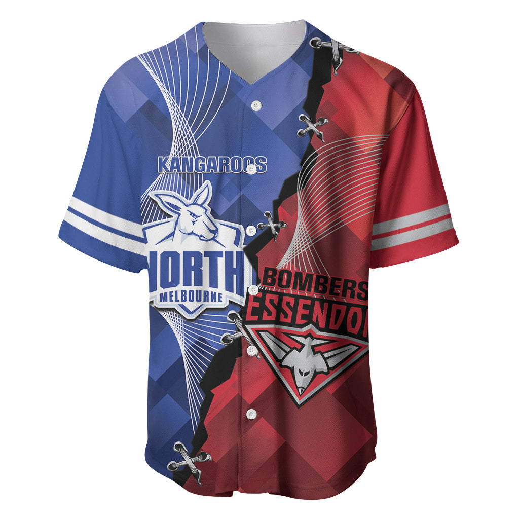 Personalised Kangaroos And Bombers Football Baseball Jersey Sporty Version