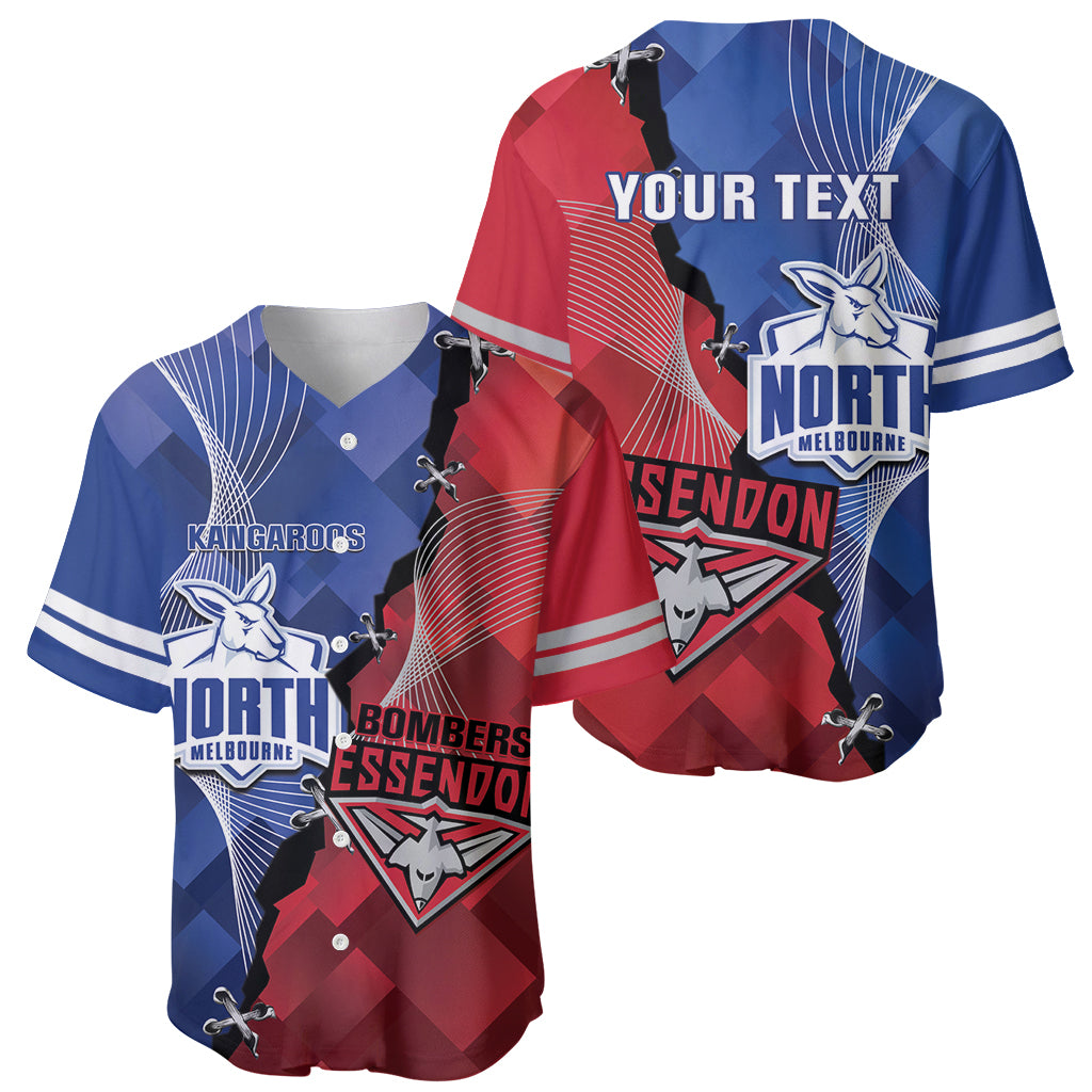 Personalised Kangaroos And Bombers Football Baseball Jersey Sporty Version