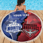 Personalised Kangaroos And Bombers Football Beach Blanket Sporty Version