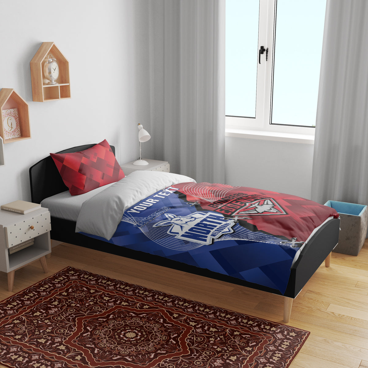 Personalised Kangaroos And Bombers Football Bedding Set Sporty Version
