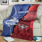 Personalised Kangaroos And Bombers Football Blanket Sporty Version