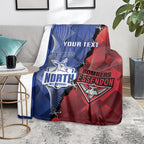 Personalised Kangaroos And Bombers Football Blanket Sporty Version