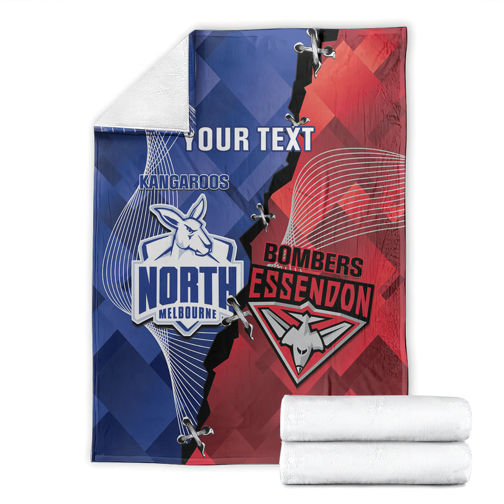 Personalised Kangaroos And Bombers Football Blanket Sporty Version