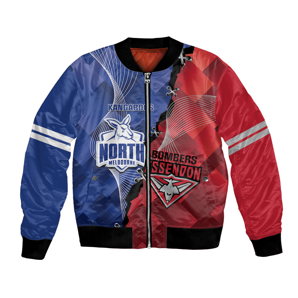 Personalised Kangaroos And Bombers Football Bomber Jacket Sporty Version