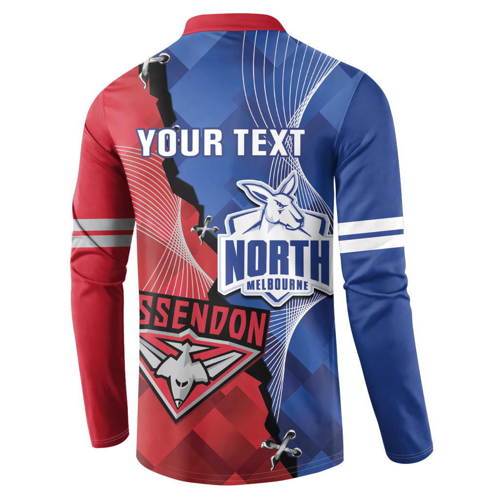 Personalised Kangaroos And Bombers Football Button Sweatshirt Sporty Version