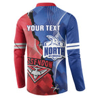 Personalised Kangaroos And Bombers Football Button Sweatshirt Sporty Version