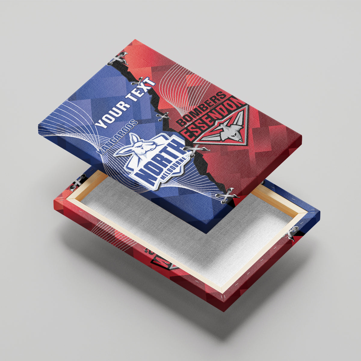 Personalised Kangaroos And Bombers Football Canvas Wall Art Sporty Version