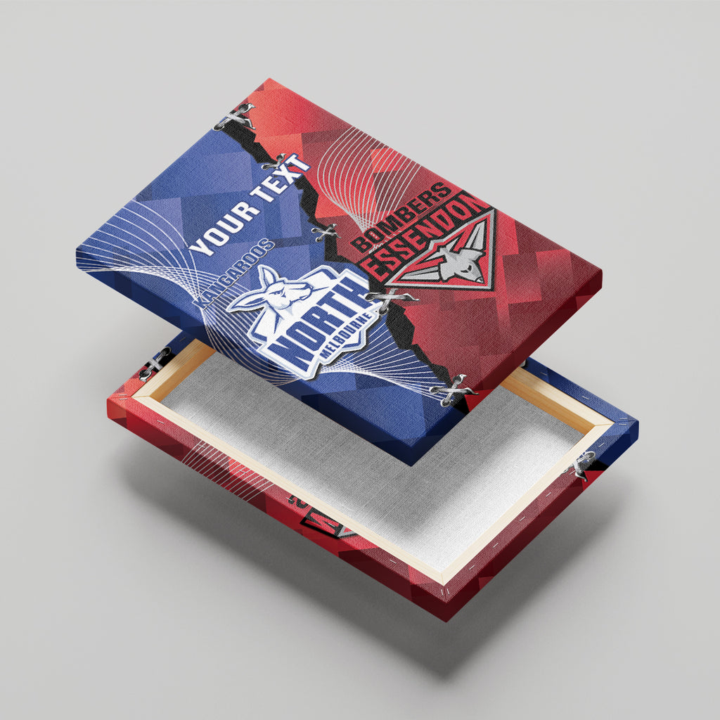 Personalised Kangaroos And Bombers Football Canvas Wall Art Sporty Version