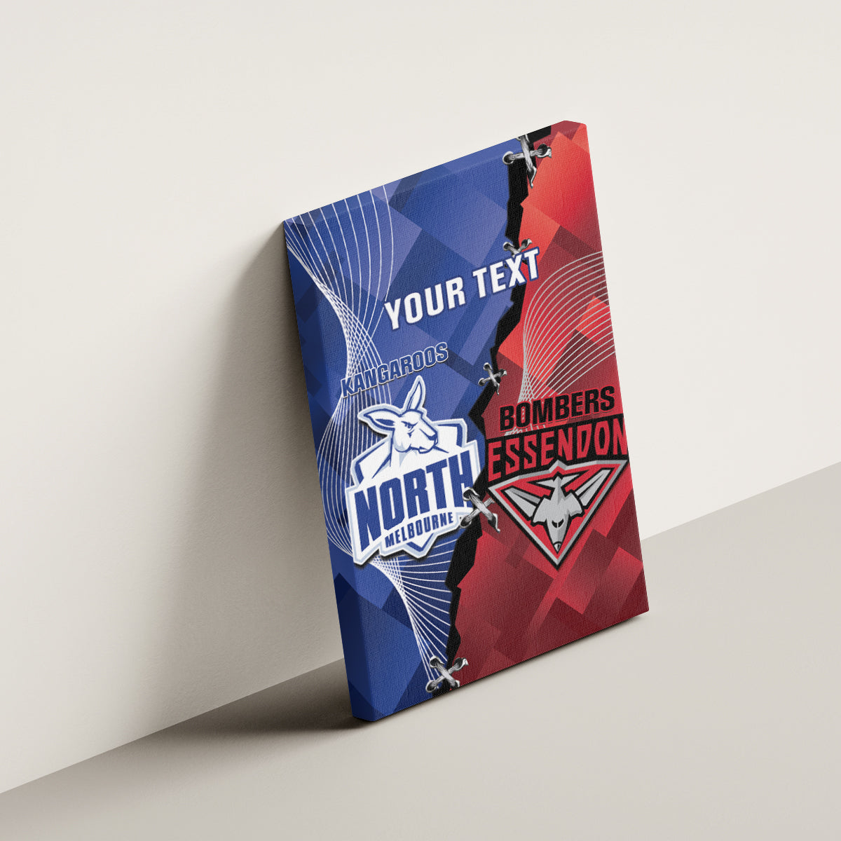Personalised Kangaroos And Bombers Football Canvas Wall Art Sporty Version