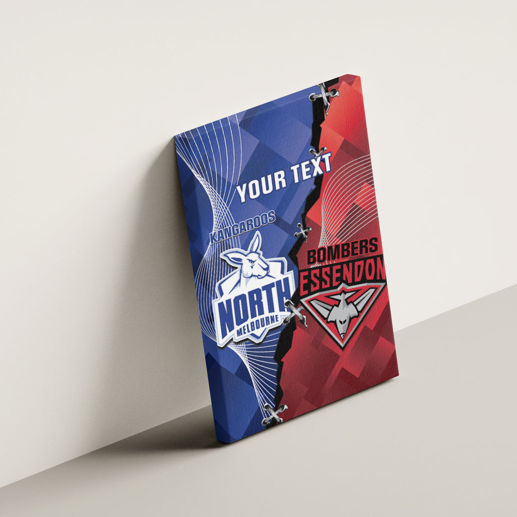Personalised Kangaroos And Bombers Football Canvas Wall Art Sporty Version