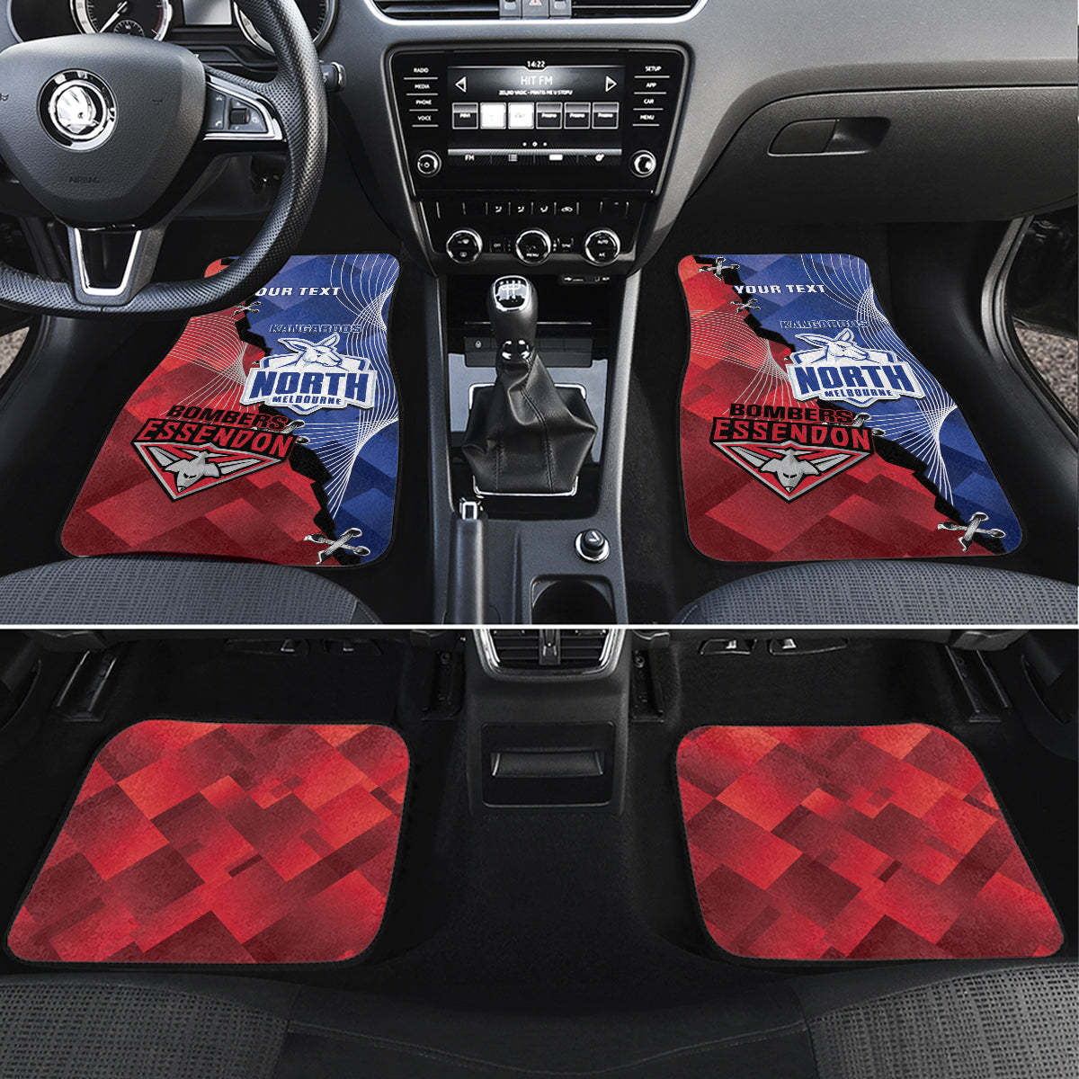 Personalised Kangaroos And Bombers Football Car Mats Sporty Version