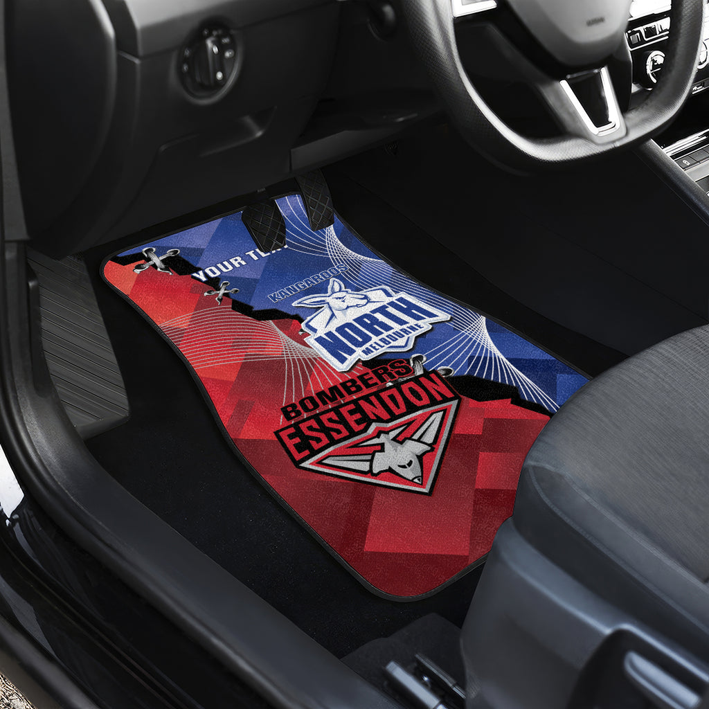 Personalised Kangaroos And Bombers Football Car Mats Sporty Version