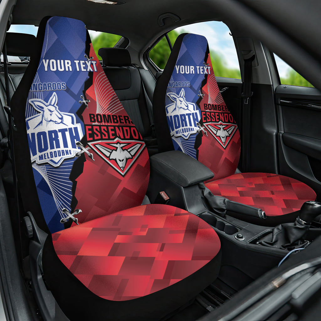 Personalised Kangaroos And Bombers Football Car Seat Cover Sporty Version
