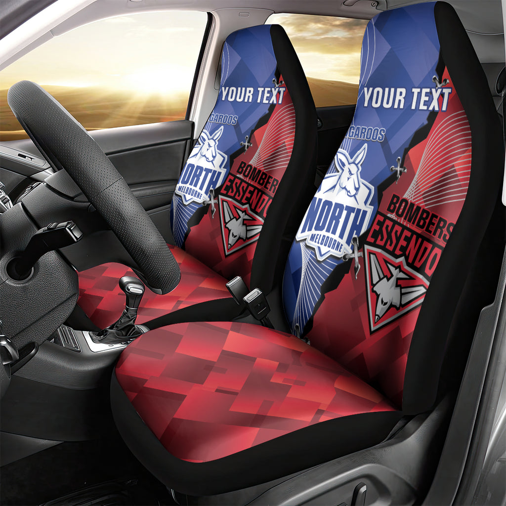 Personalised Kangaroos And Bombers Football Car Seat Cover Sporty Version