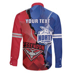 Personalised Kangaroos And Bombers Football Family Matching Long Sleeve Bodycon Dress and Hawaiian Shirt Sporty Version