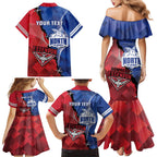 Personalised Kangaroos And Bombers Football Family Matching Mermaid Dress and Hawaiian Shirt Sporty Version