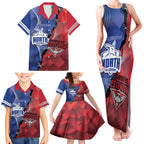 Personalised Kangaroos And Bombers Football Family Matching Tank Maxi Dress and Hawaiian Shirt Sporty Version