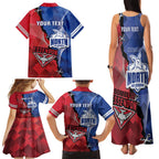 Personalised Kangaroos And Bombers Football Family Matching Tank Maxi Dress and Hawaiian Shirt Sporty Version