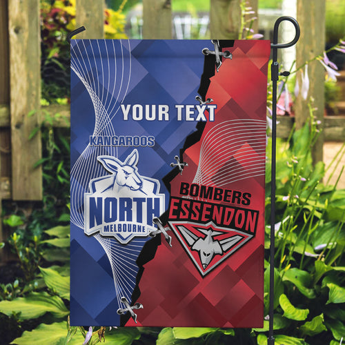 Personalised Kangaroos And Bombers Football Garden Flag Sporty Version