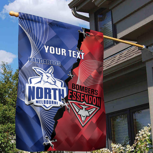 Personalised Kangaroos And Bombers Football Garden Flag Sporty Version