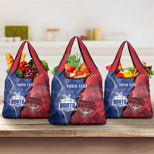 Personalised Kangaroos And Bombers Football Grocery Bag Sporty Version