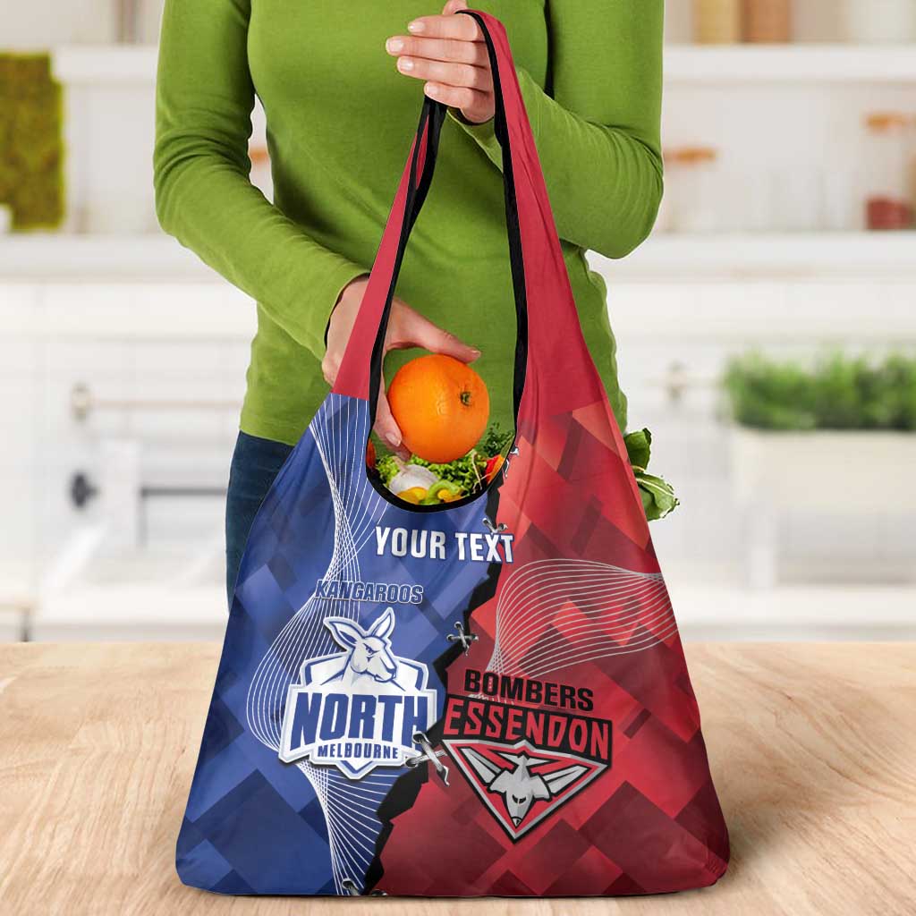 Personalised Kangaroos And Bombers Football Grocery Bag Sporty Version