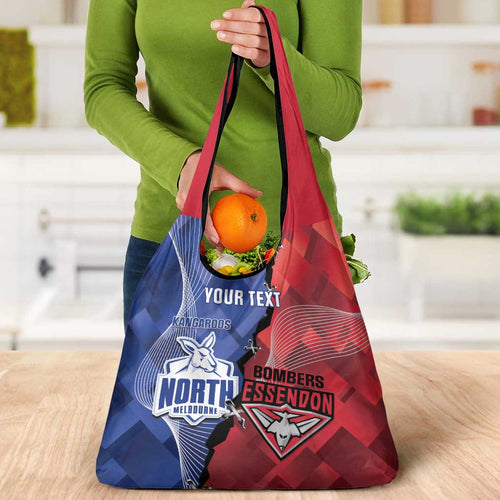 Personalised Kangaroos And Bombers Football Grocery Bag Sporty Version