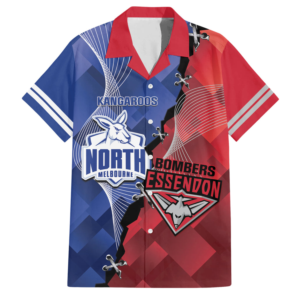 Personalised Kangaroos And Bombers Football Hawaiian Shirt Sporty Version