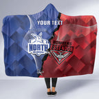 Personalised Kangaroos And Bombers Football Hooded Blanket Sporty Version