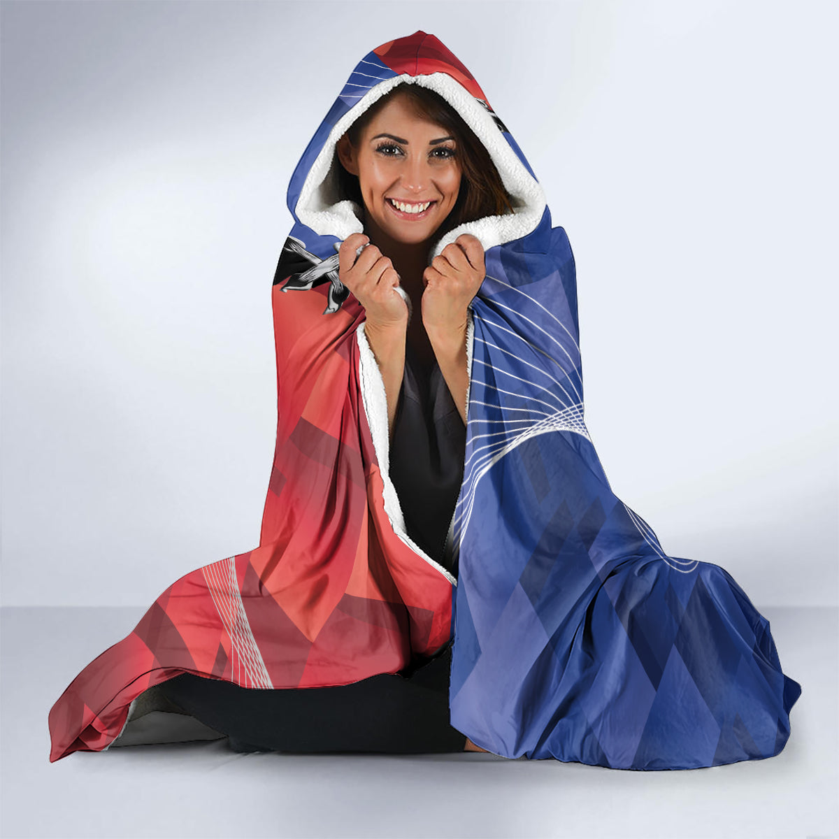 Personalised Kangaroos And Bombers Football Hooded Blanket Sporty Version