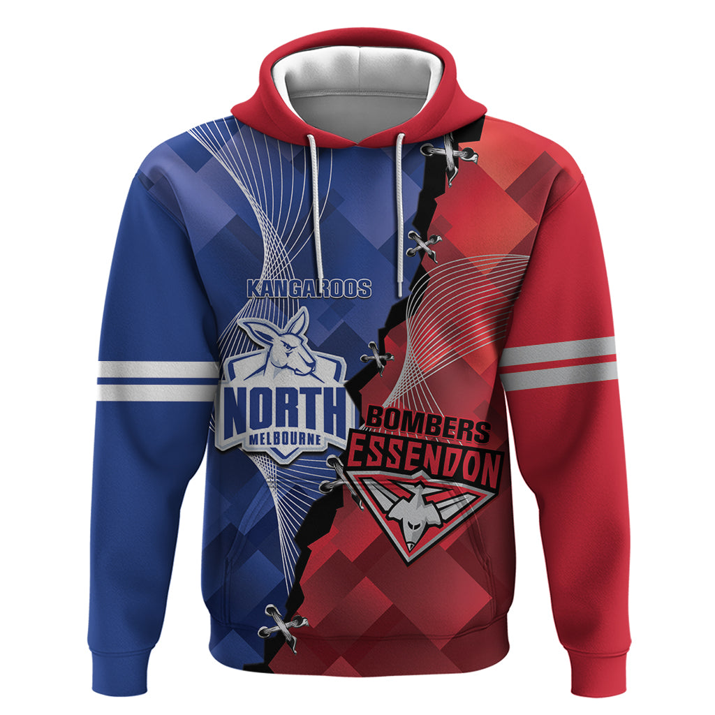 Personalised Kangaroos And Bombers Football Hoodie Sporty Version