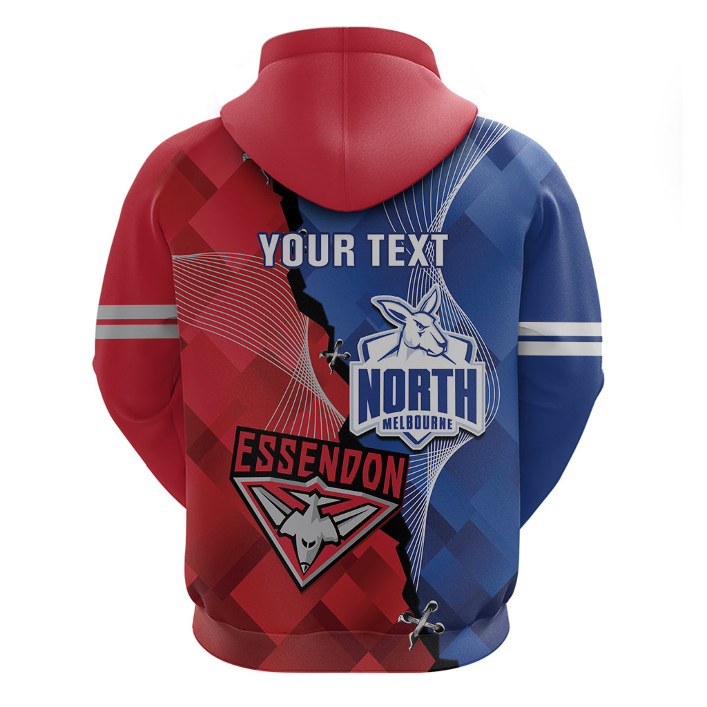 Personalised Kangaroos And Bombers Football Hoodie Sporty Version