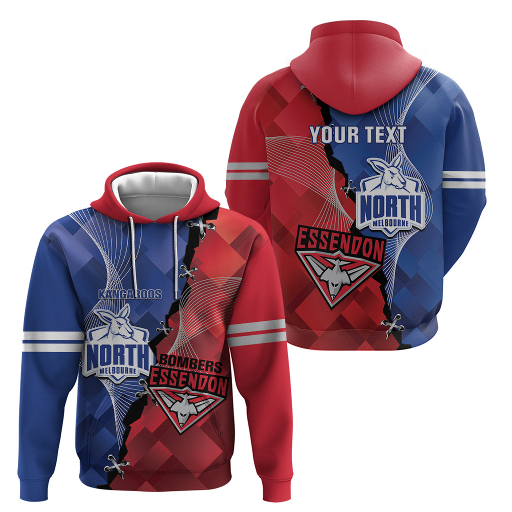 Personalised Kangaroos And Bombers Football Hoodie Sporty Version