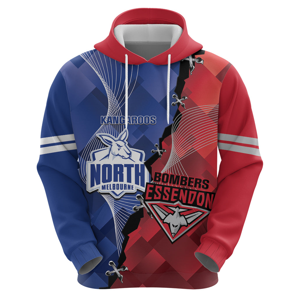 Personalised Kangaroos And Bombers Football Hoodie Sporty Version