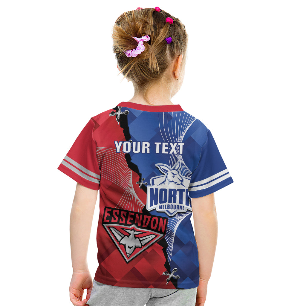 Personalised Kangaroos And Bombers Football Kid T Shirt Sporty Version
