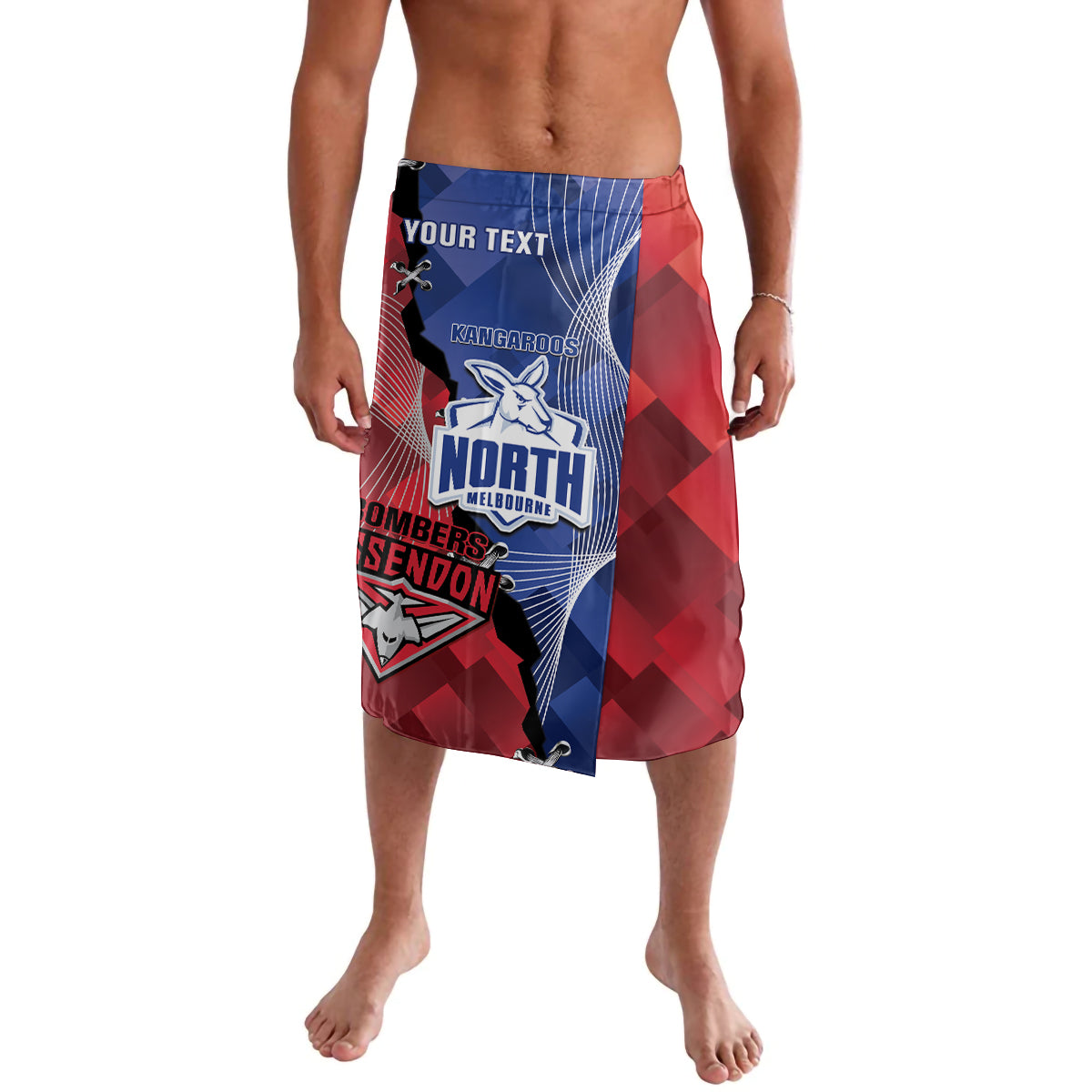 Personalised Kangaroos And Bombers Football Lavalava Sporty Version