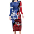 Personalised Kangaroos And Bombers Football Long Sleeve Bodycon Dress Sporty Version